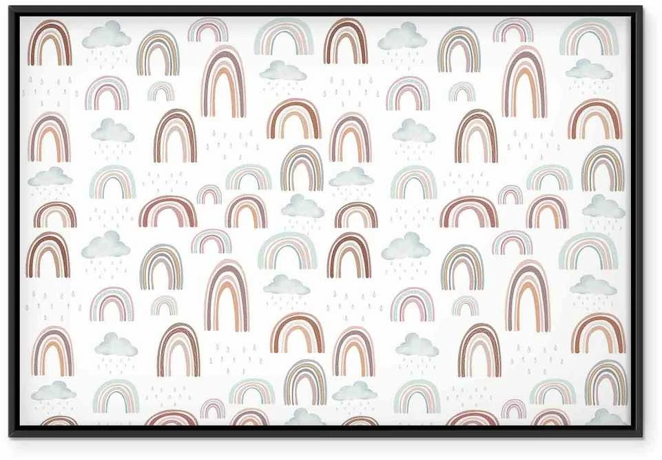 Artgeist Paveikslas - Rainbows After the Storm - Rainbows of Various Sizes in Pastel Hues Among Rain Clouds in a Gray-Mėlyna Shade