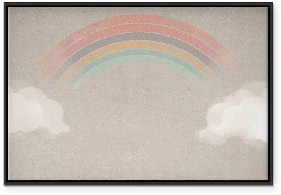 Artgeist Paveikslas - Rainy June - Colorful Rainbow Emerging from Clouds on a Bright Background
