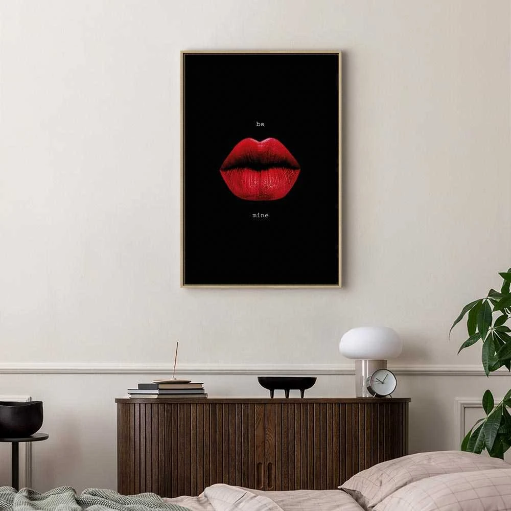 Artgeist Paveikslas - Raudona Lips (1-part) - Juodas Background with English Text