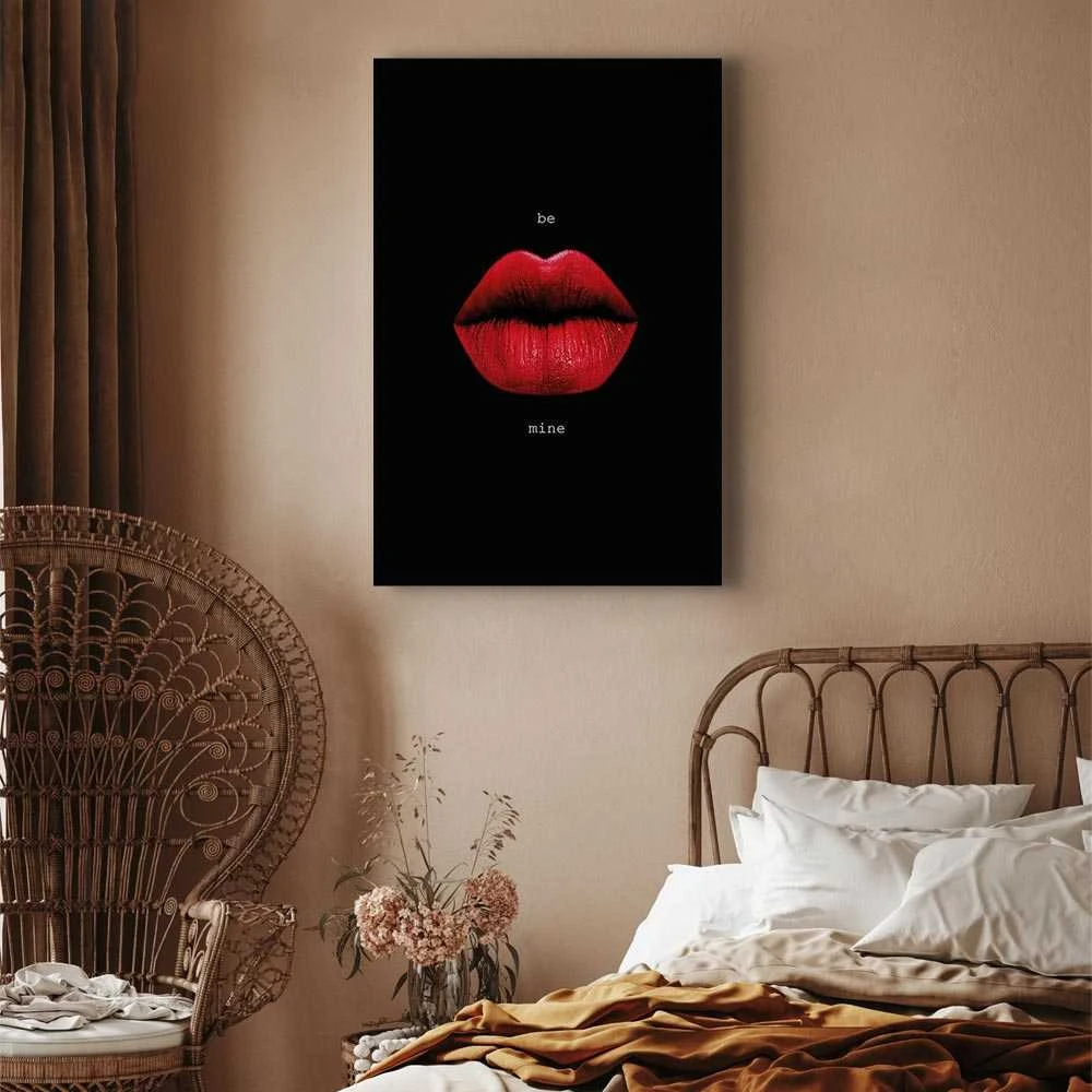 Artgeist Paveikslas - Raudona Lips (1-part) - Juodas Background with English Text