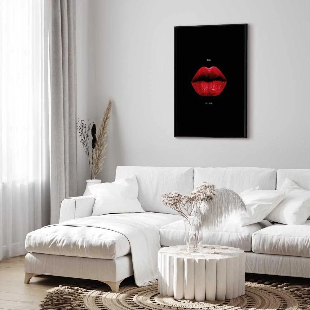 Artgeist Paveikslas - Raudona Lips (1-part) - Juodas Background with English Text