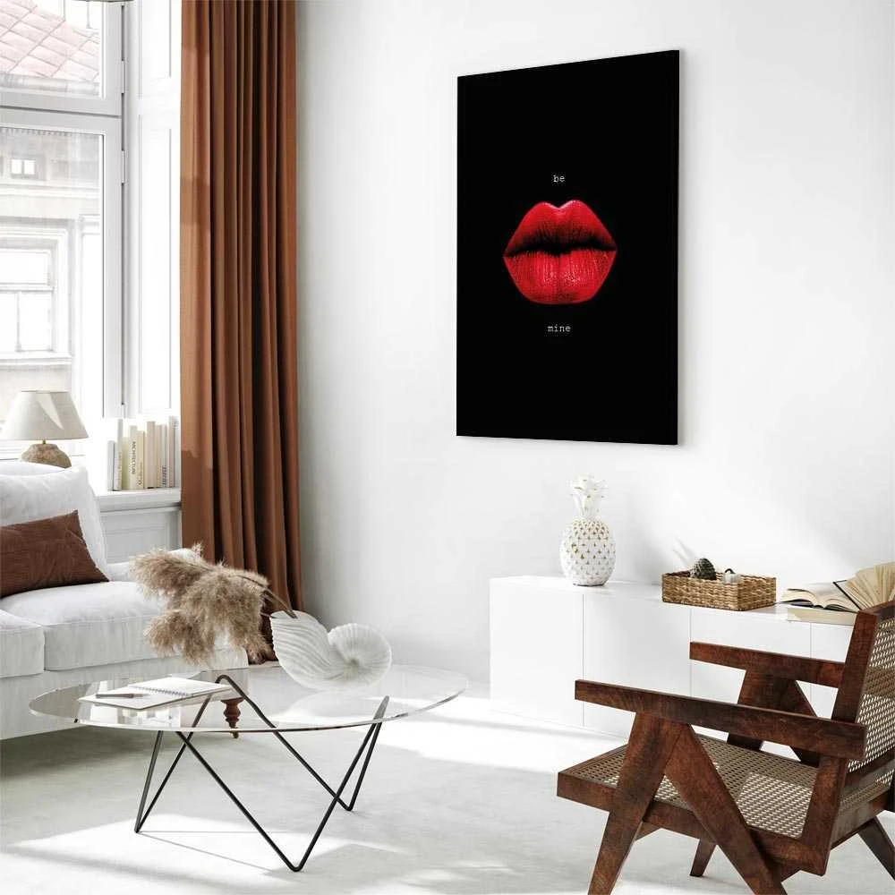Artgeist Paveikslas - Raudona Lips (1-part) - Juodas Background with English Text