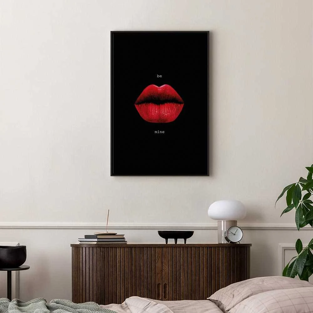 Artgeist Paveikslas - Raudona Lips (1-part) - Juodas Background with English Text