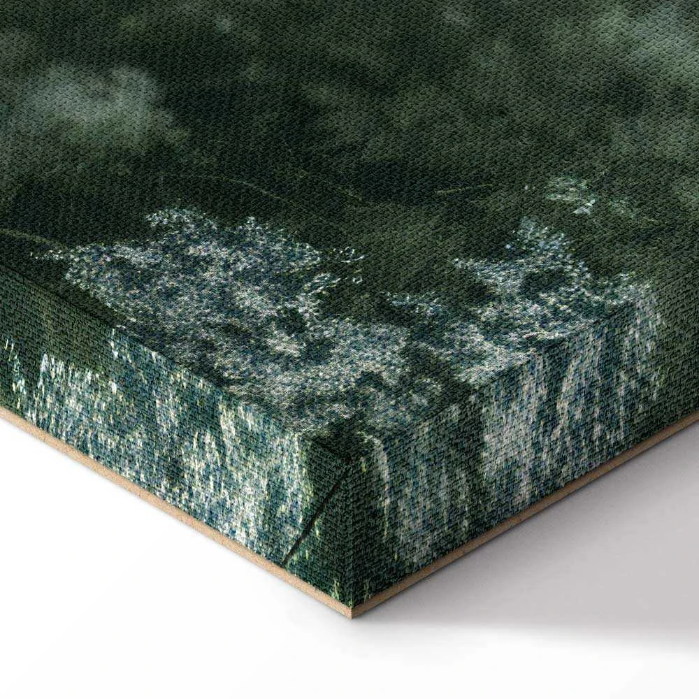 Artgeist Paveikslas - Retro Landscape Grove Trees and Pond in Patinated Shades of Žalias
