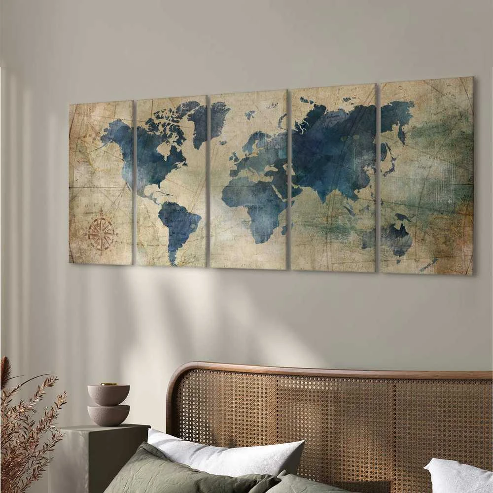 Artgeist Paveikslas - Retro Map (5 Parts) Narrow