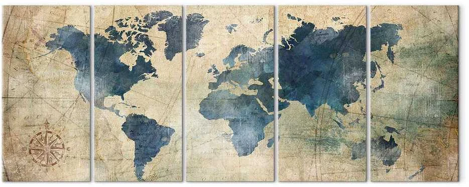 Artgeist Paveikslas - Retro Map (5 Parts) Narrow