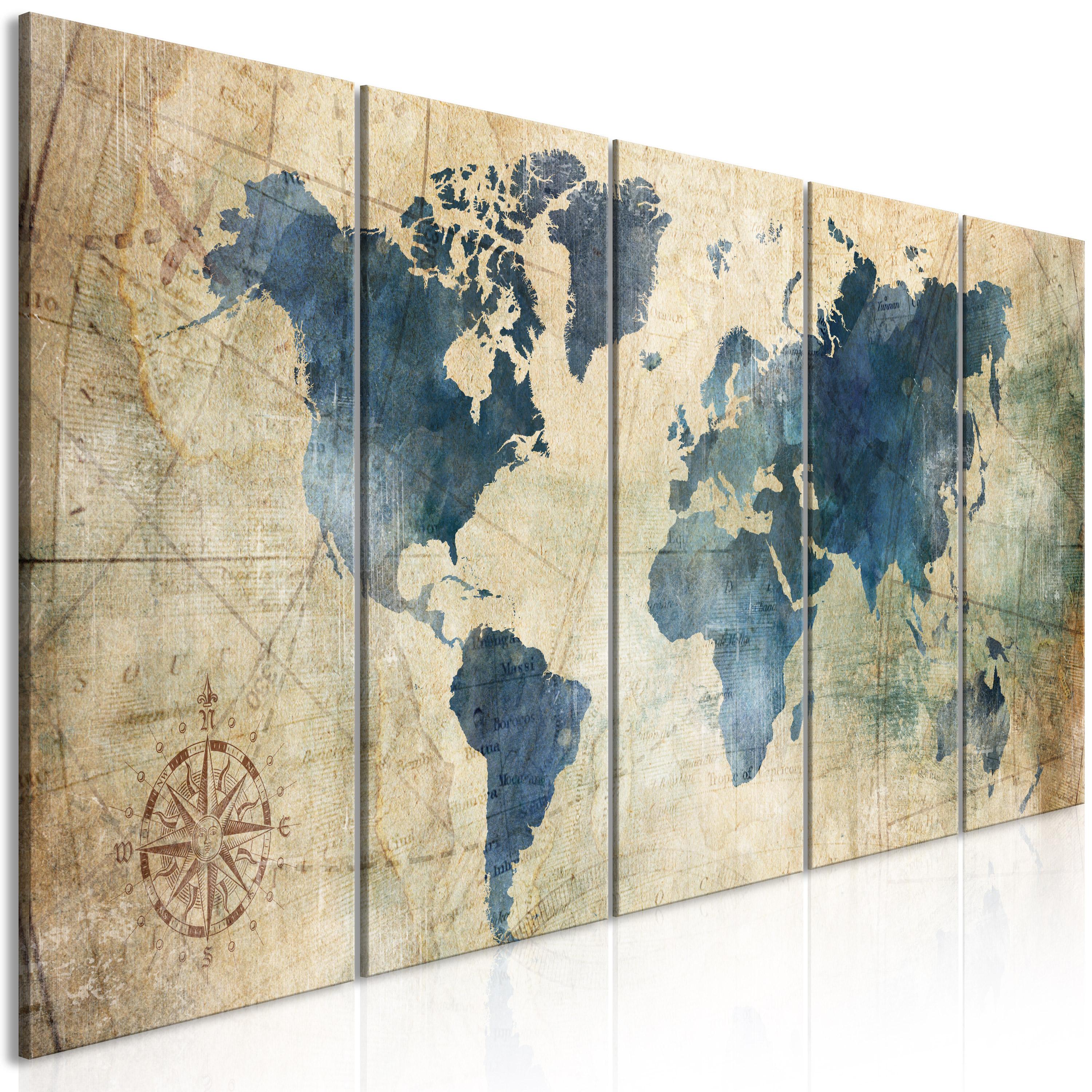 Artgeist Paveikslas - Retro Map (5 Parts) Narrow, modelis