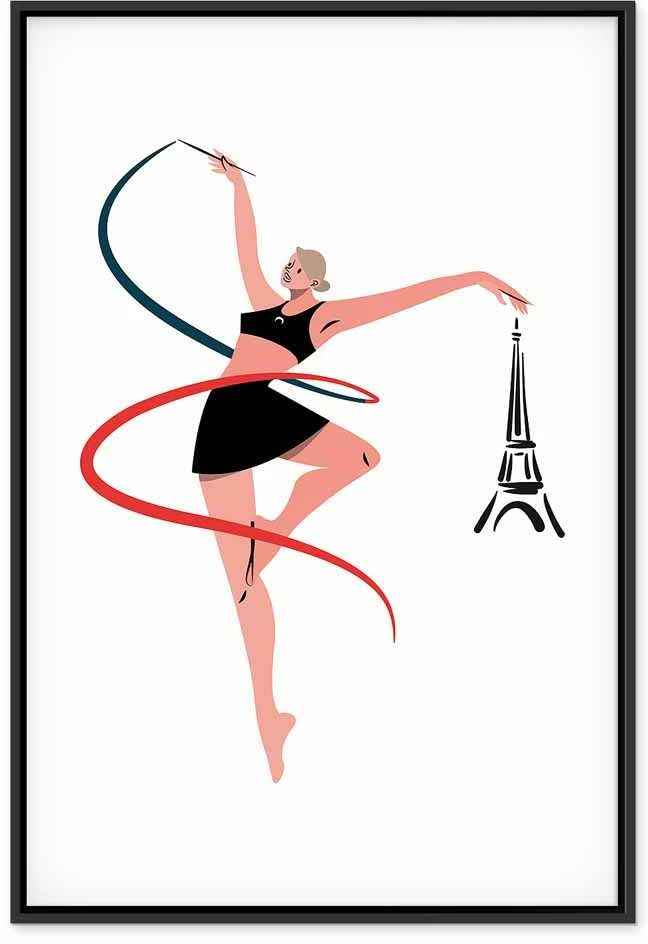 Artgeist Paveikslas - Rhythmic Gymnastics - Illustration of a Woman With a Ribbon