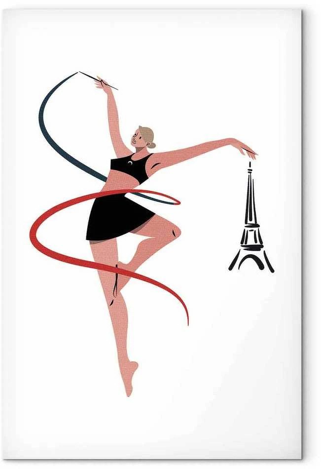 Artgeist Paveikslas - Rhythmic Gymnastics - Illustration of a Woman With a Ribbon