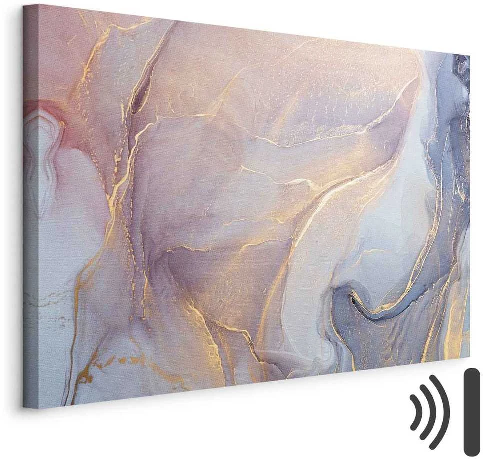 Artgeist Paveikslas - Rožinė and mėlynas marble - abstract watercolour with auksinis accents