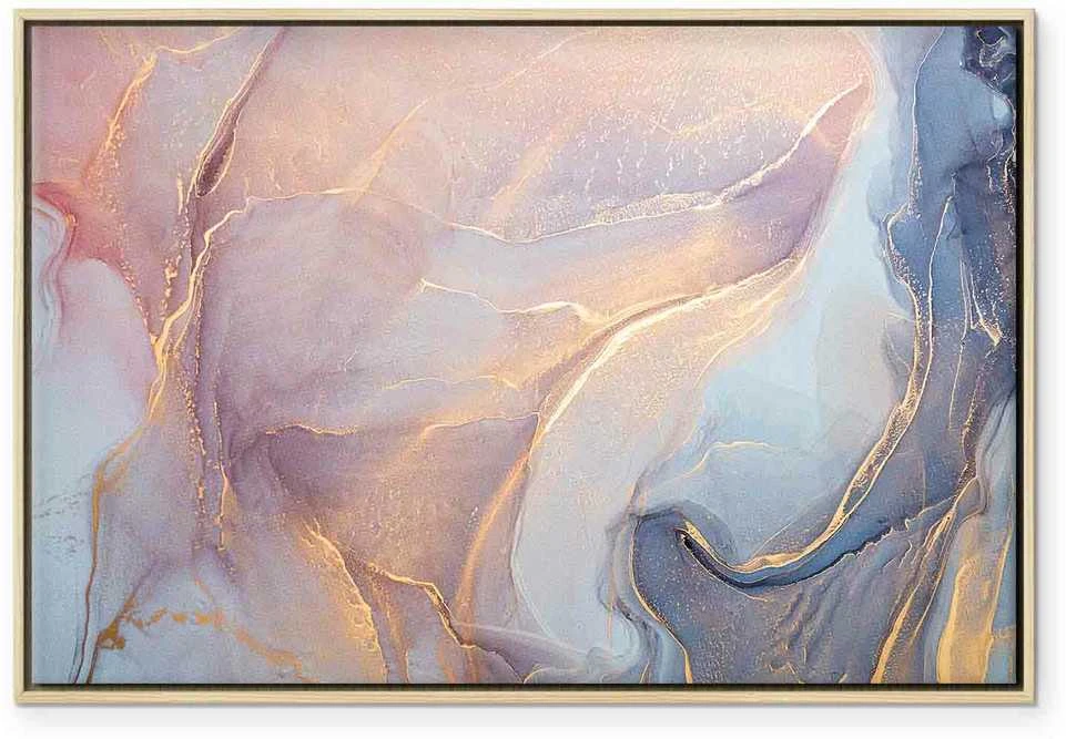 Artgeist Paveikslas - Rožinė and mėlynas marble - abstract watercolour with auksinis accents