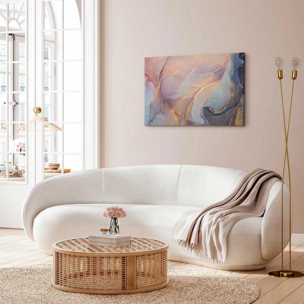 Artgeist Paveikslas - Rožinė and mėlynas marble - abstract watercolour with auksinis accents