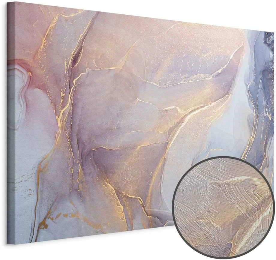 Artgeist Paveikslas - Rožinė and mėlynas marble - abstract watercolour with auksinis accents