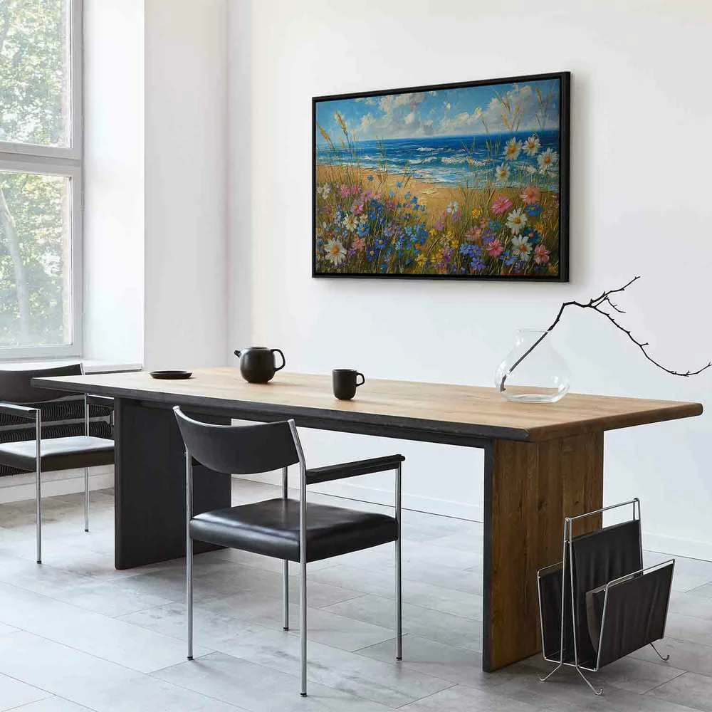 Artgeist Paveikslas - Seascape – wildflowers and a view of the rough sea