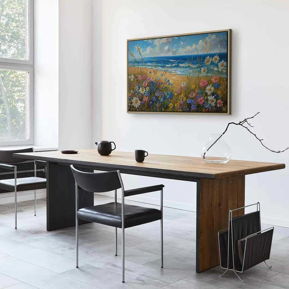 Artgeist Paveikslas - Seascape – wildflowers and a view of the rough sea