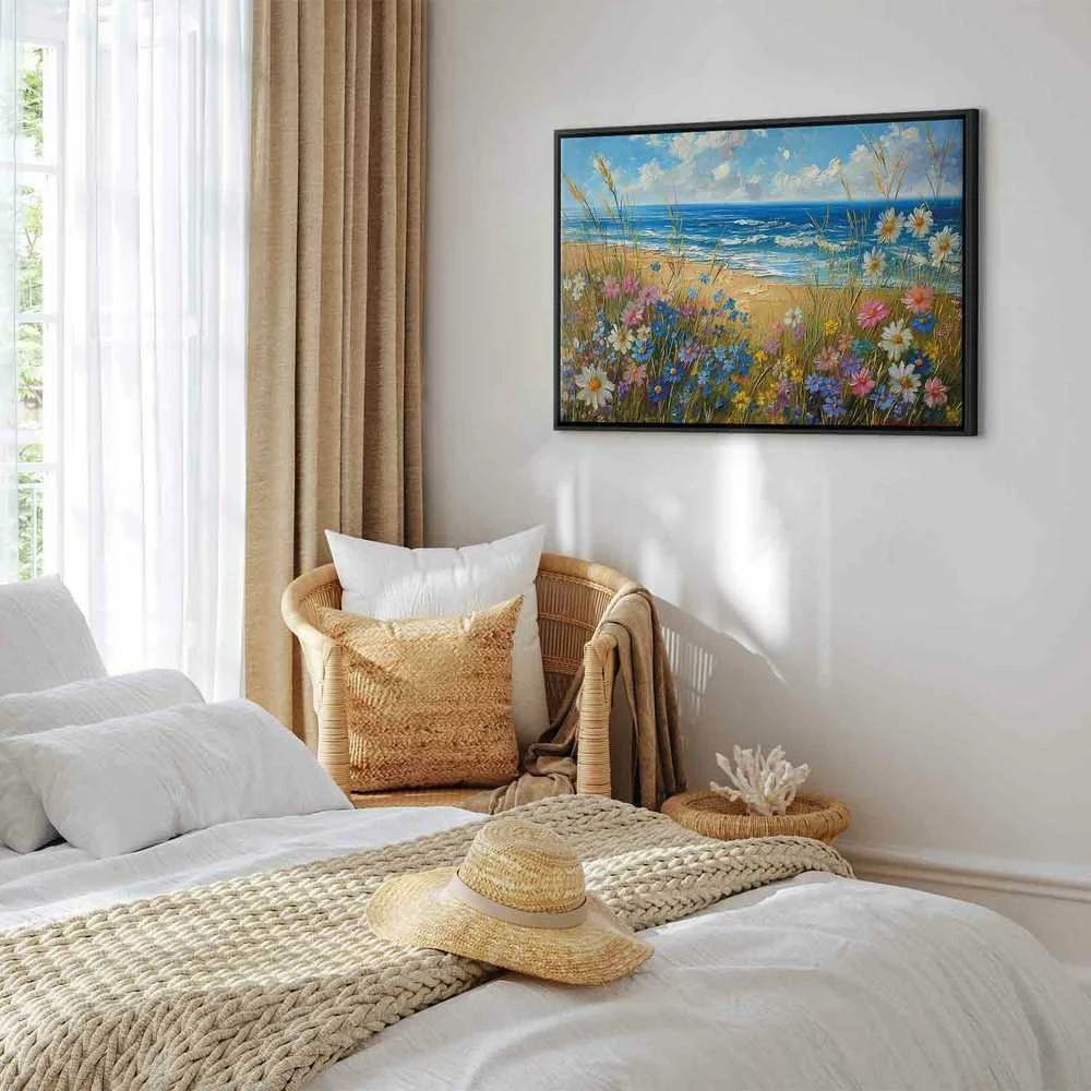 Artgeist Paveikslas - Seascape – wildflowers and a view of the rough sea
