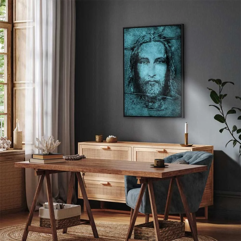 Artgeist Paveikslas - Shroud of Turin in Turqoise (1 Part) Vertical
