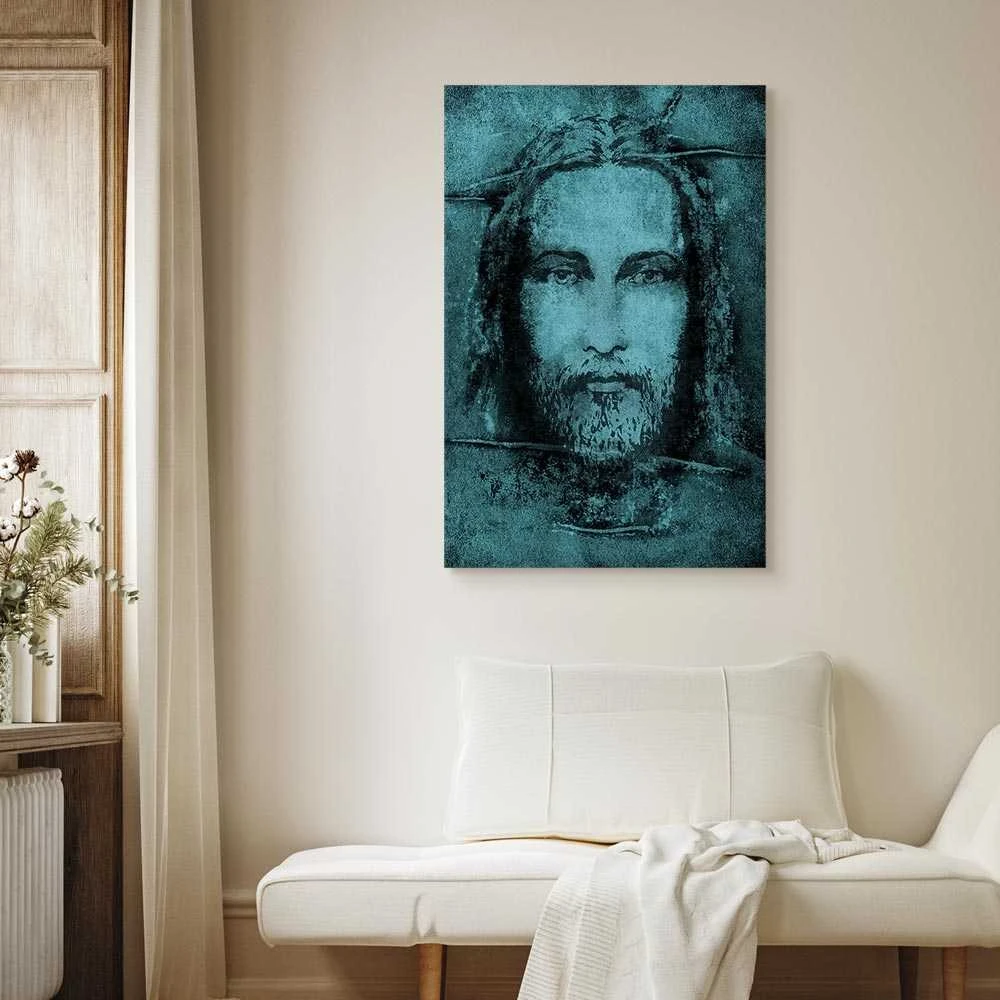 Artgeist Paveikslas - Shroud of Turin in Turqoise (1 Part) Vertical