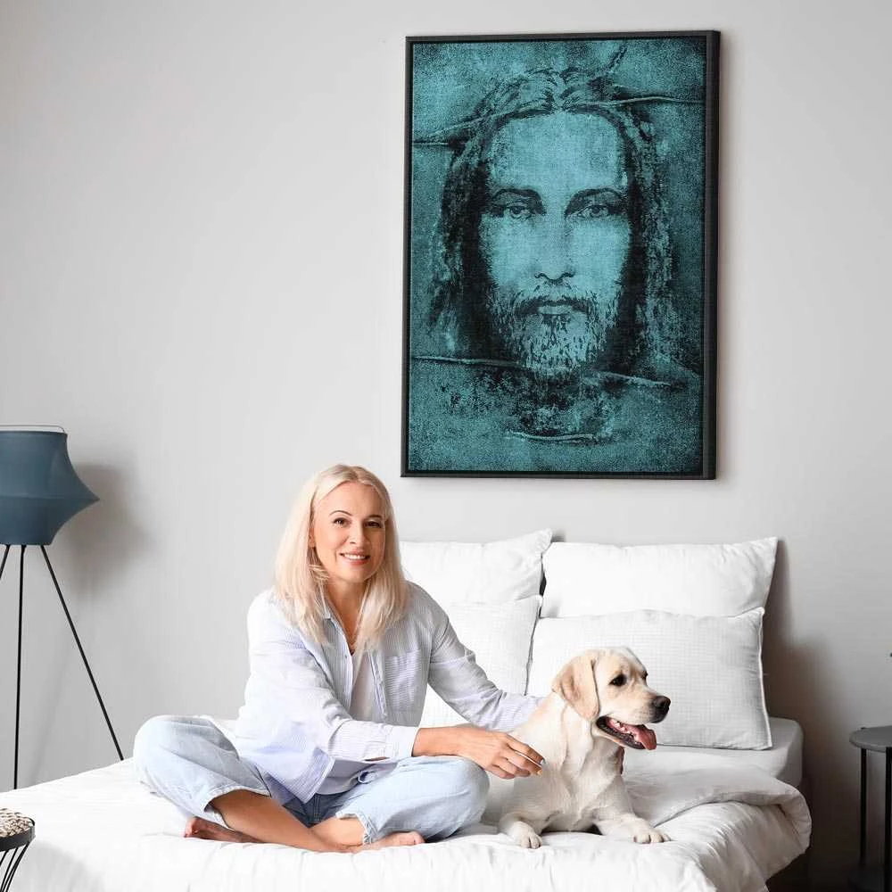 Artgeist Paveikslas - Shroud of Turin in Turqoise (1 Part) Vertical