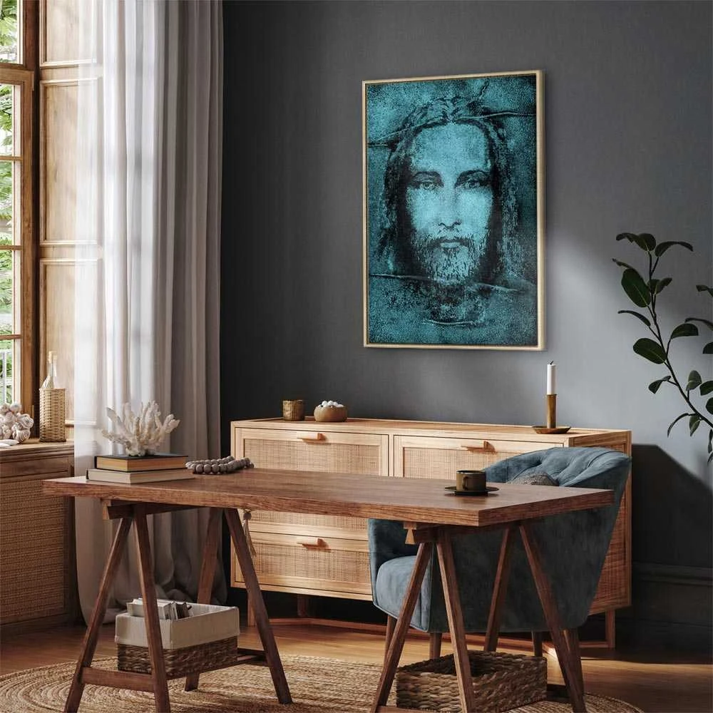 Artgeist Paveikslas - Shroud of Turin in Turqoise (1 Part) Vertical