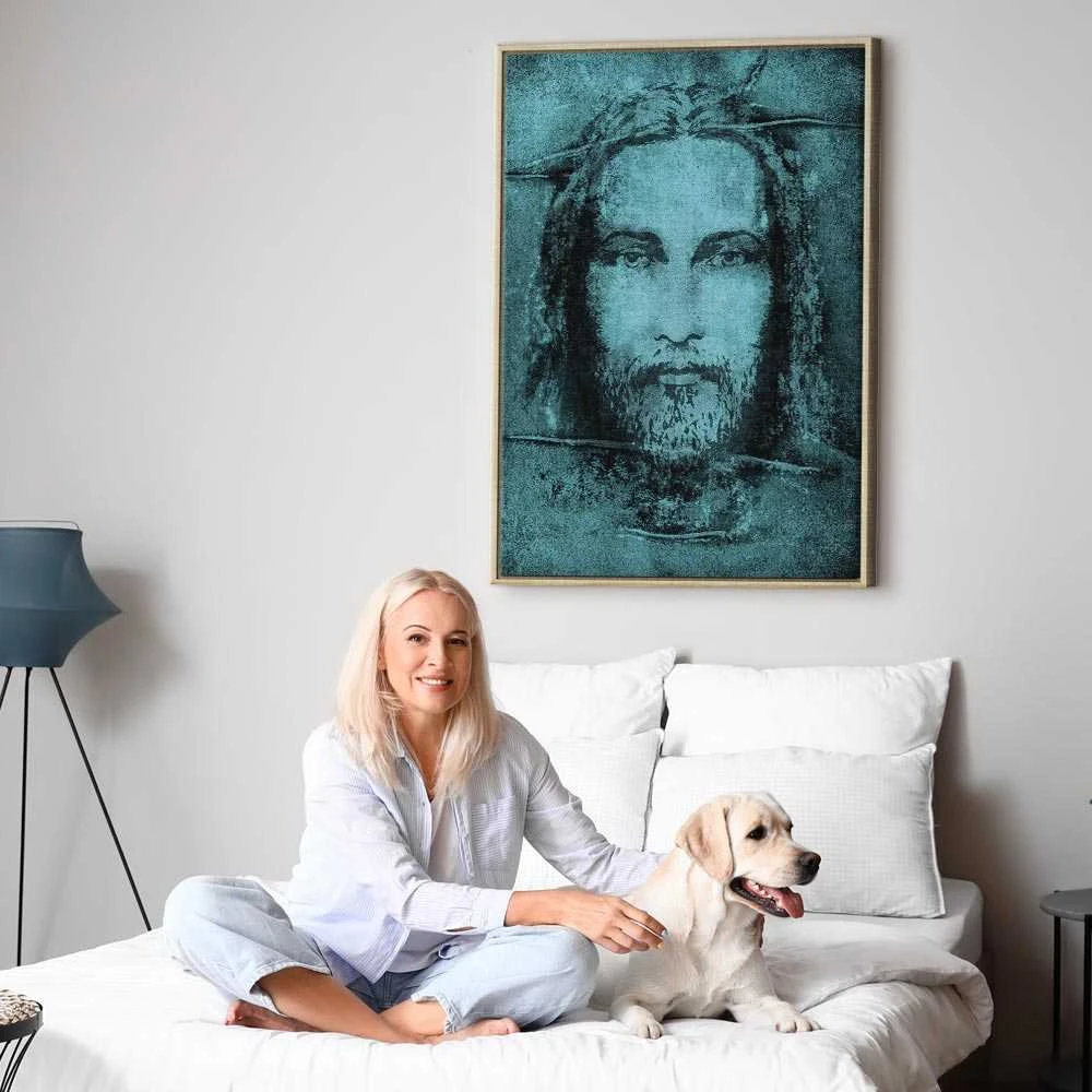 Artgeist Paveikslas - Shroud of Turin in Turqoise (1 Part) Vertical