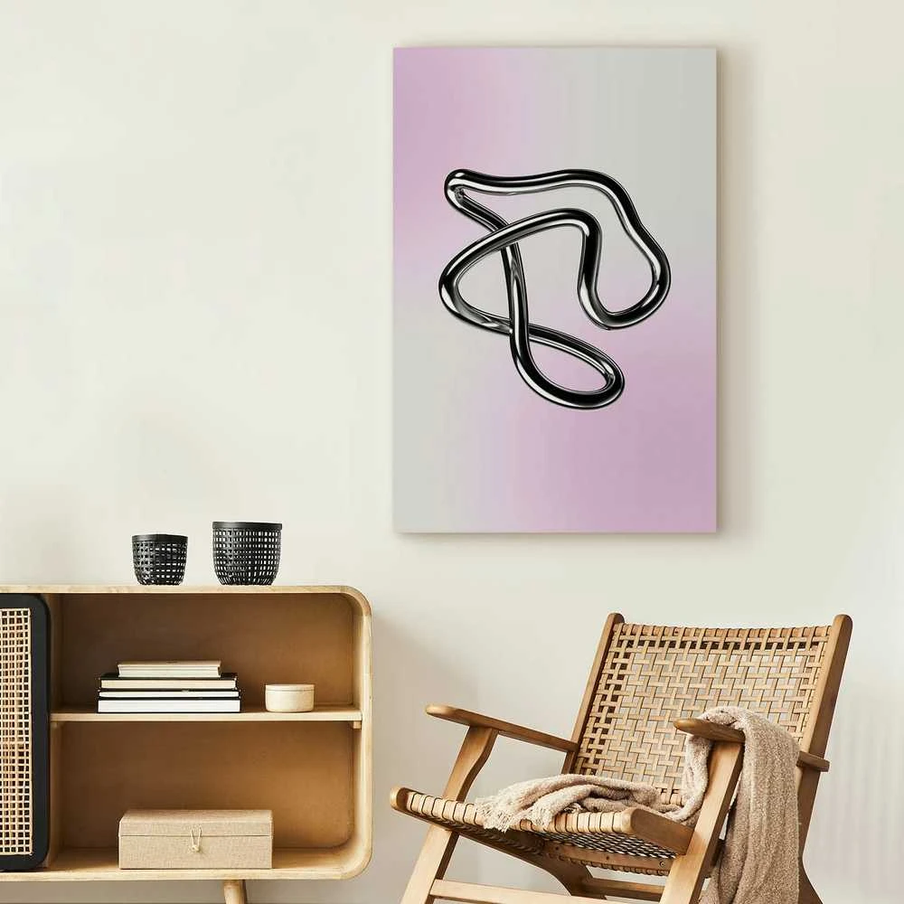 Artgeist Paveikslas - Sidabrinis Intricacies - Fluid Metallic Figure on a Gradient Background