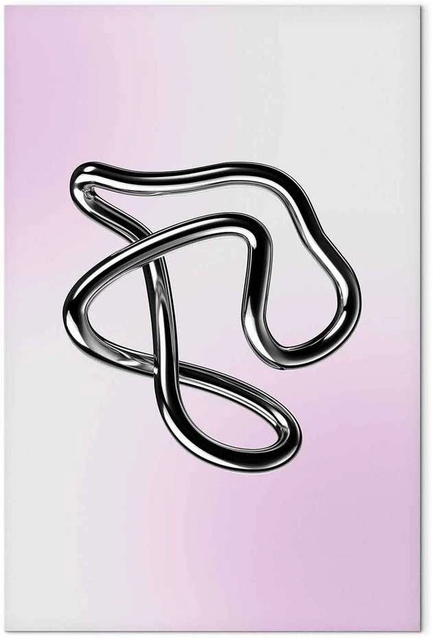 Artgeist Paveikslas - Sidabrinis Intricacies - Fluid Metallic Figure on a Gradient Background