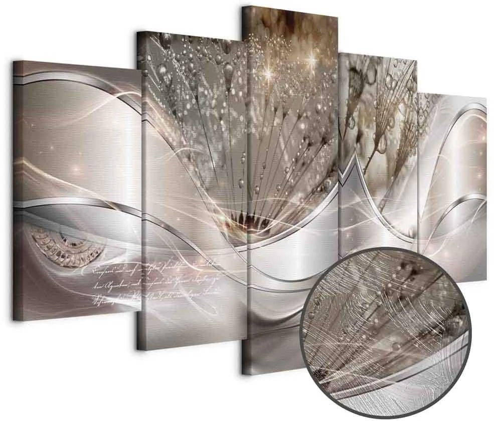 Artgeist Paveikslas - Sparkling Dandelions (5 Parts) rusvai gelsvas Wide