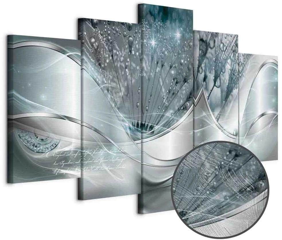 Artgeist Paveikslas - Sparkling Dandelions (5 Parts) Mėlyna Wide