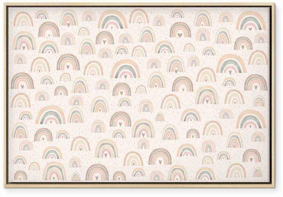 Artgeist Paveikslas - Spring - Pastel Rainbows with Hearts on a Rainy Day