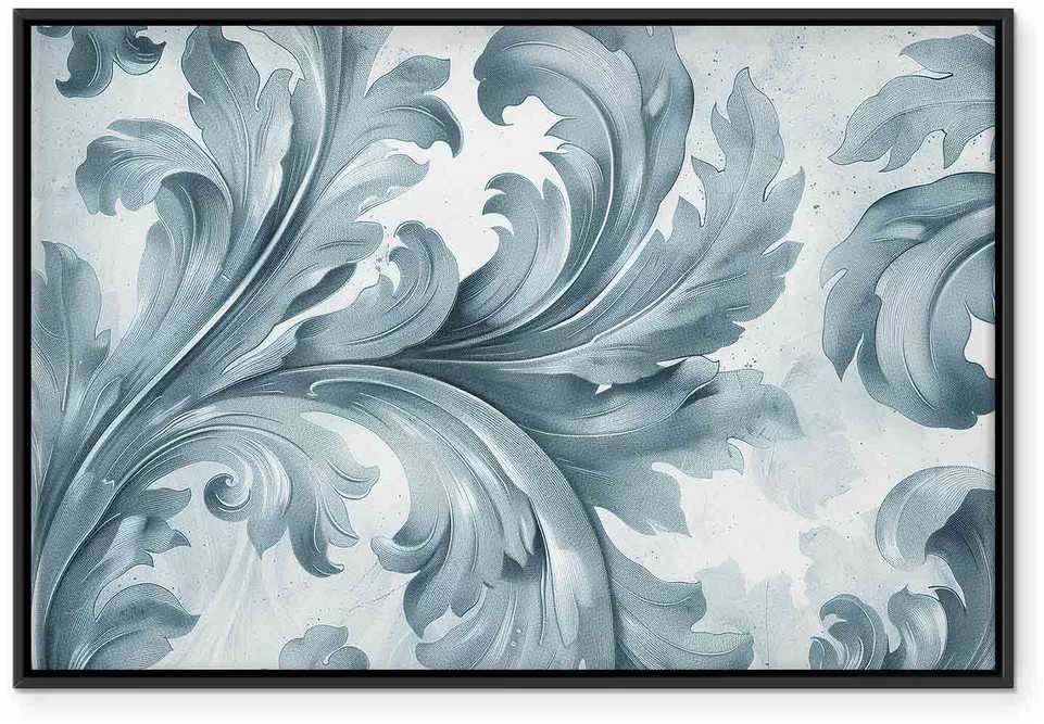 Artgeist Paveikslas - Stone Baroque Ornaments in Light Shades of Gray-Mėlyna