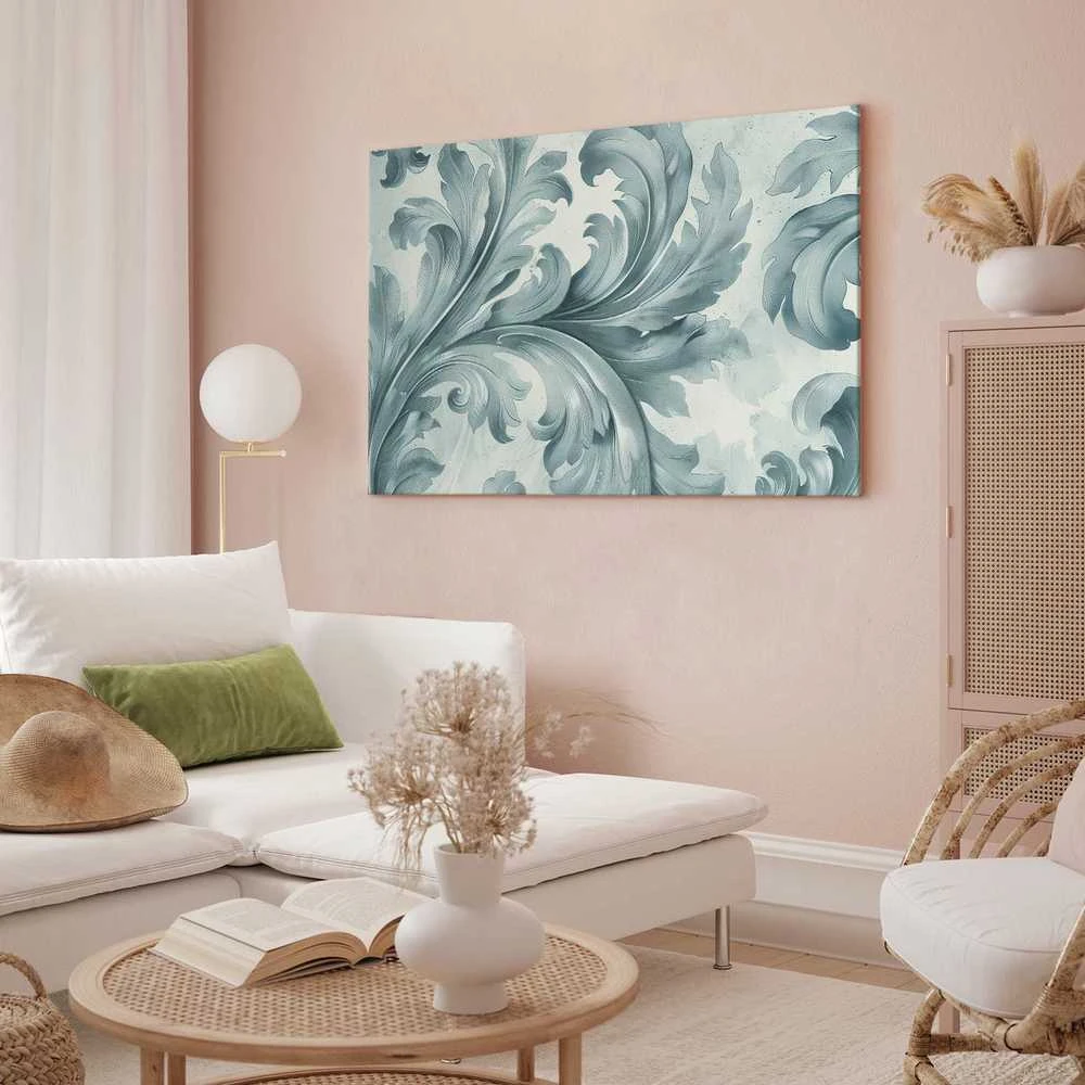 Artgeist Paveikslas - Stone Baroque Ornaments in Light Shades of Gray-Mėlyna