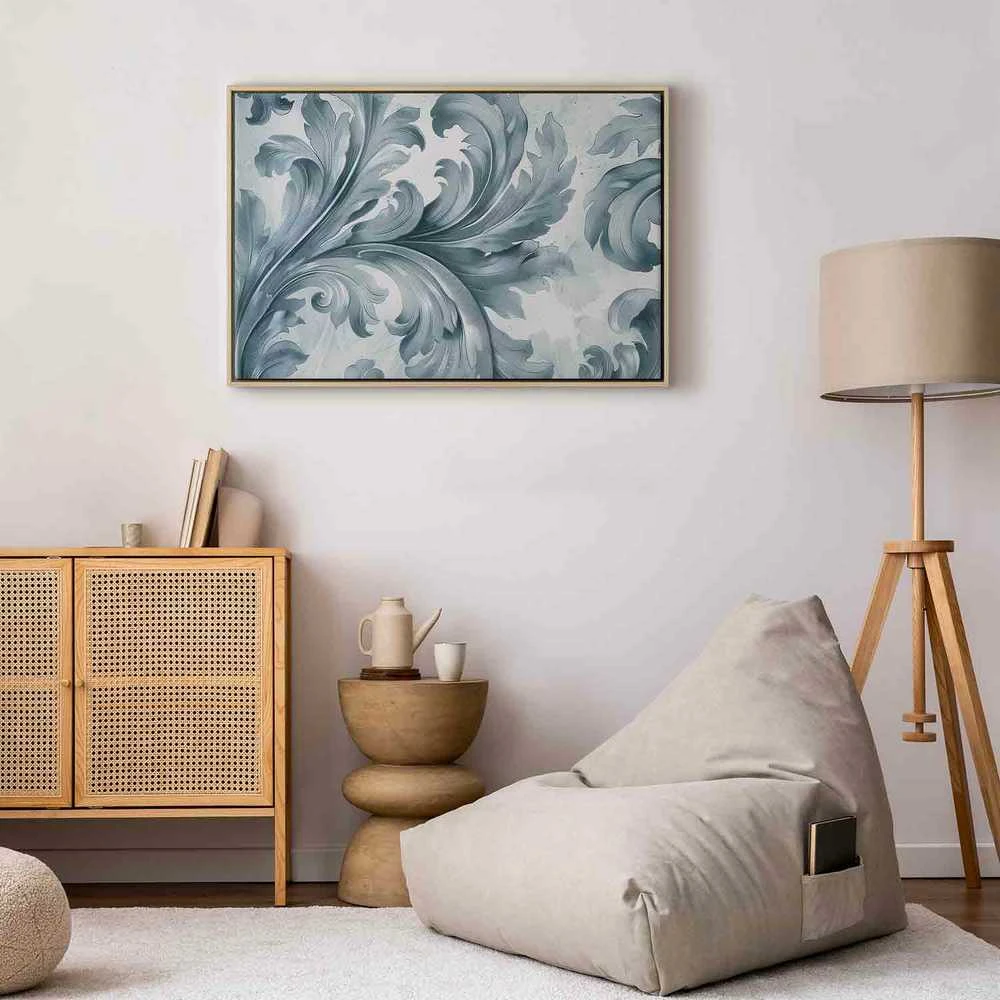 Artgeist Paveikslas - Stone Baroque Ornaments in Light Shades of Gray-Mėlyna