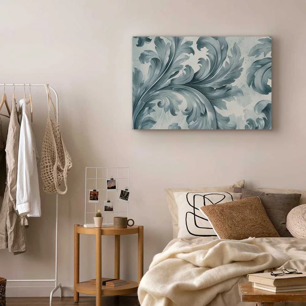 Artgeist Paveikslas - Stone Baroque Ornaments in Light Shades of Gray-Mėlyna