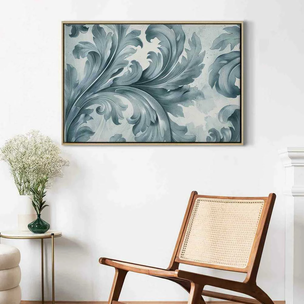 Artgeist Paveikslas - Stone Baroque Ornaments in Light Shades of Gray-Mėlyna