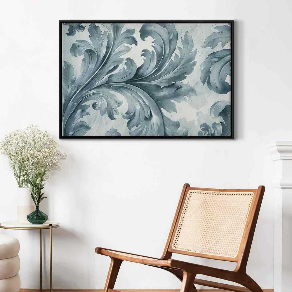 Artgeist Paveikslas - Stone Baroque Ornaments in Light Shades of Gray-Mėlyna