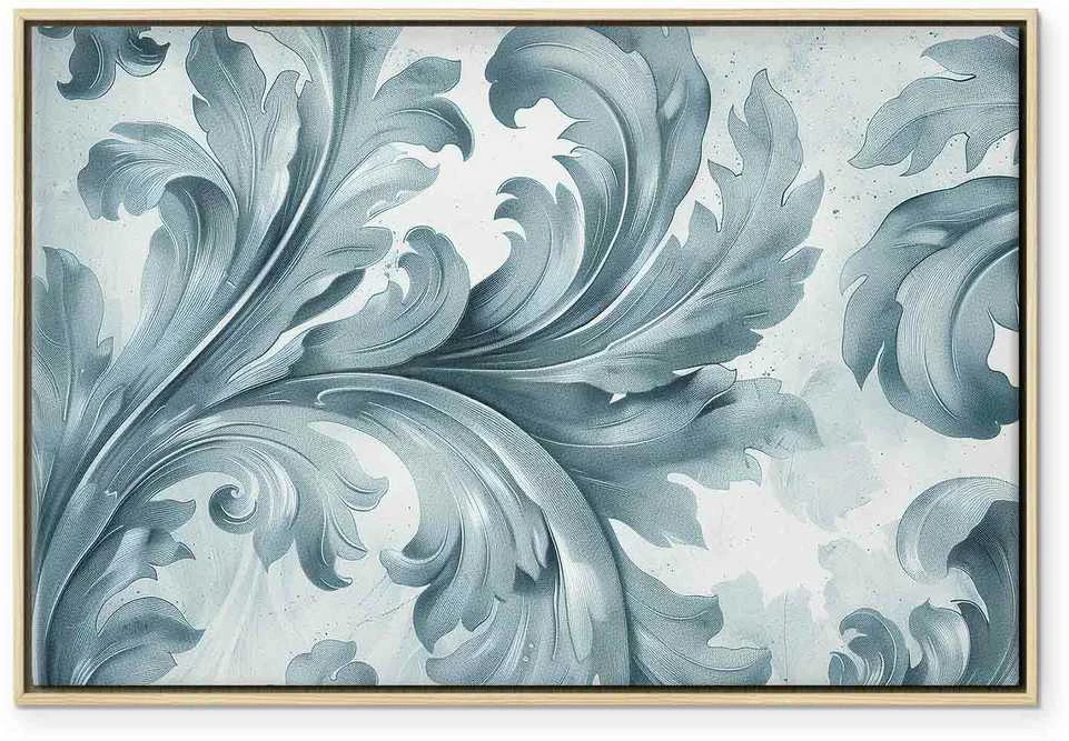 Artgeist Paveikslas - Stone Baroque Ornaments in Light Shades of Gray-Mėlyna