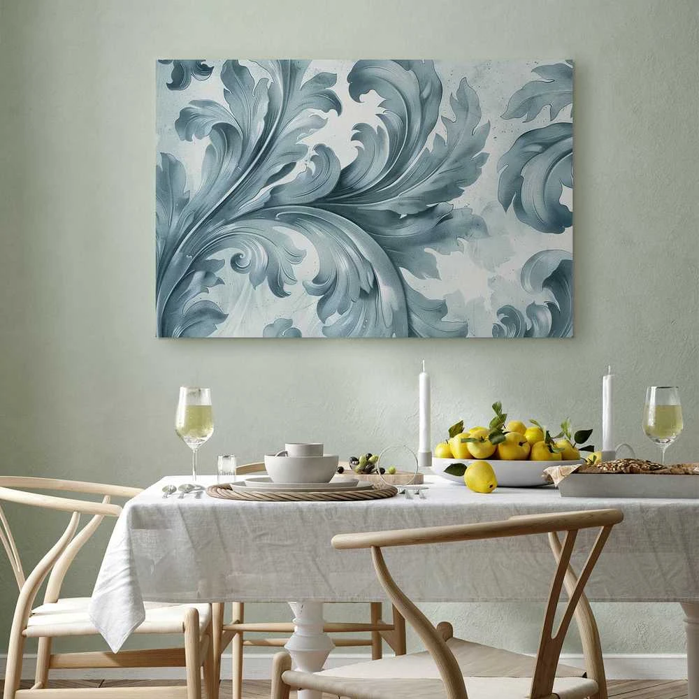 Artgeist Paveikslas - Stone Baroque Ornaments in Light Shades of Gray-Mėlyna