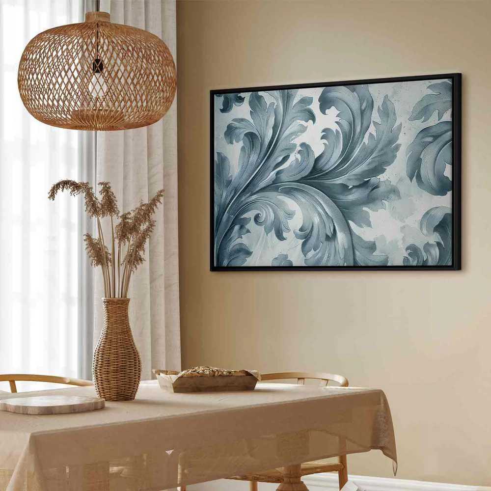 Artgeist Paveikslas - Stone Baroque Ornaments in Light Shades of Gray-Mėlyna