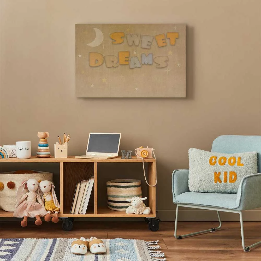 Artgeist Paveikslas - Sweet Dreams - Pastel Inscription Surrounded by the Moon and Stars