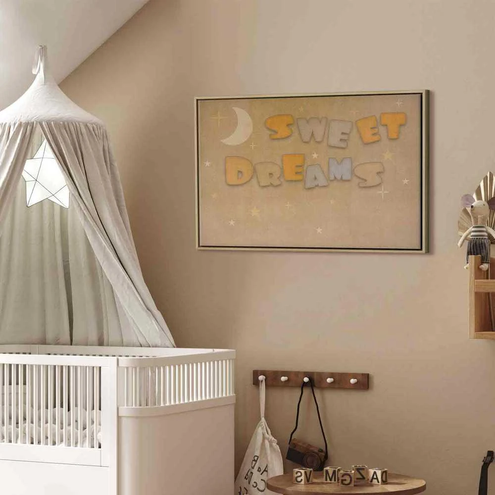 Artgeist Paveikslas - Sweet Dreams - Pastel Inscription Surrounded by the Moon and Stars