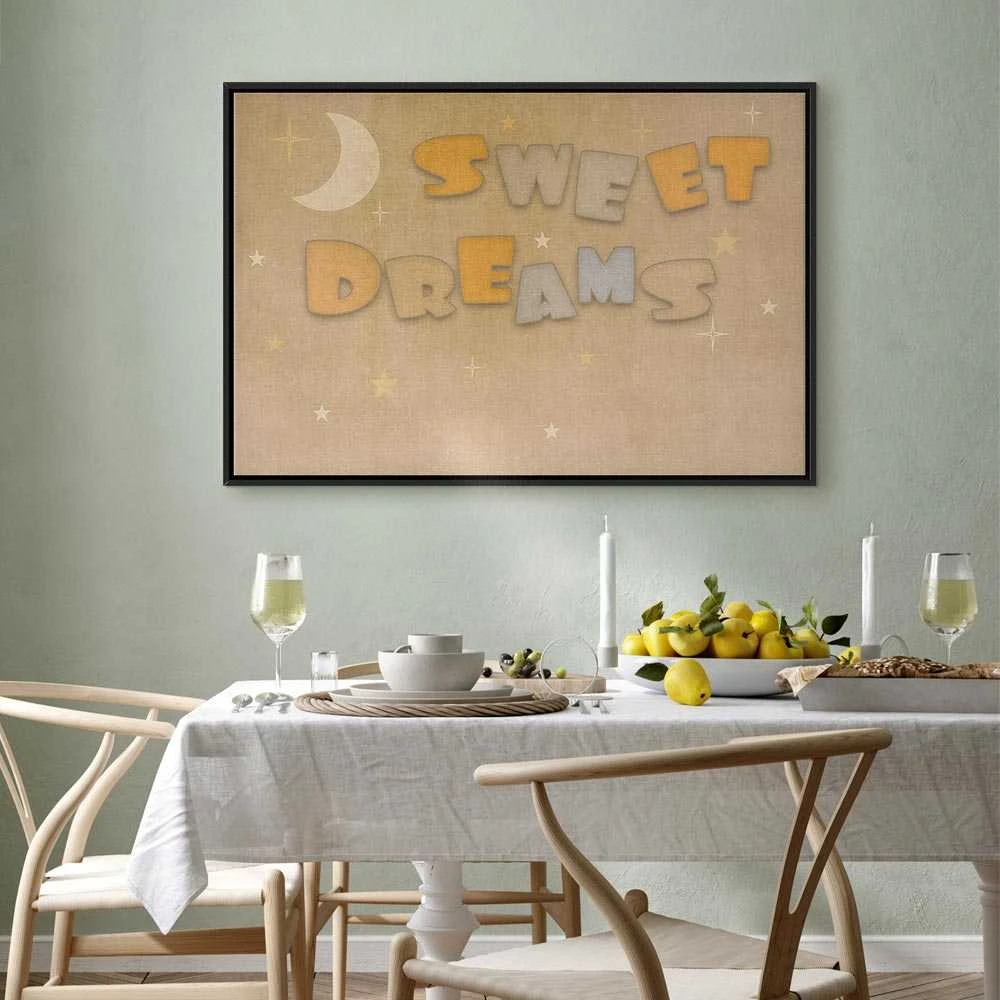 Artgeist Paveikslas - Sweet Dreams - Pastel Inscription Surrounded by the Moon and Stars