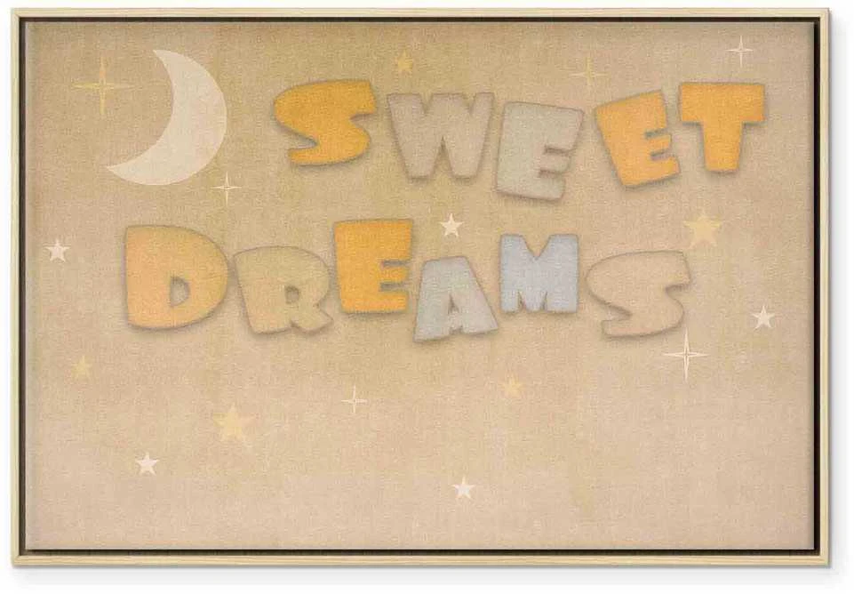 Artgeist Paveikslas - Sweet Dreams - Pastel Inscription Surrounded by the Moon and Stars