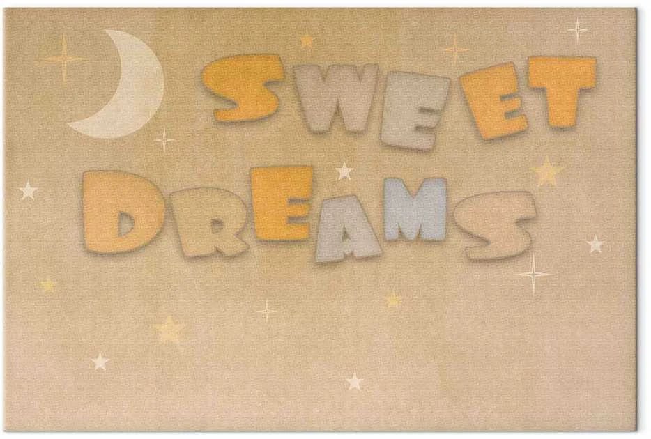 Artgeist Paveikslas - Sweet Dreams - Pastel Inscription Surrounded by the Moon and Stars
