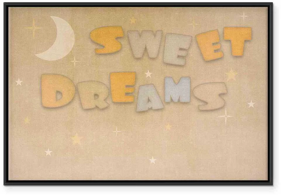Artgeist Paveikslas - Sweet Dreams - Pastel Inscription Surrounded by the Moon and Stars