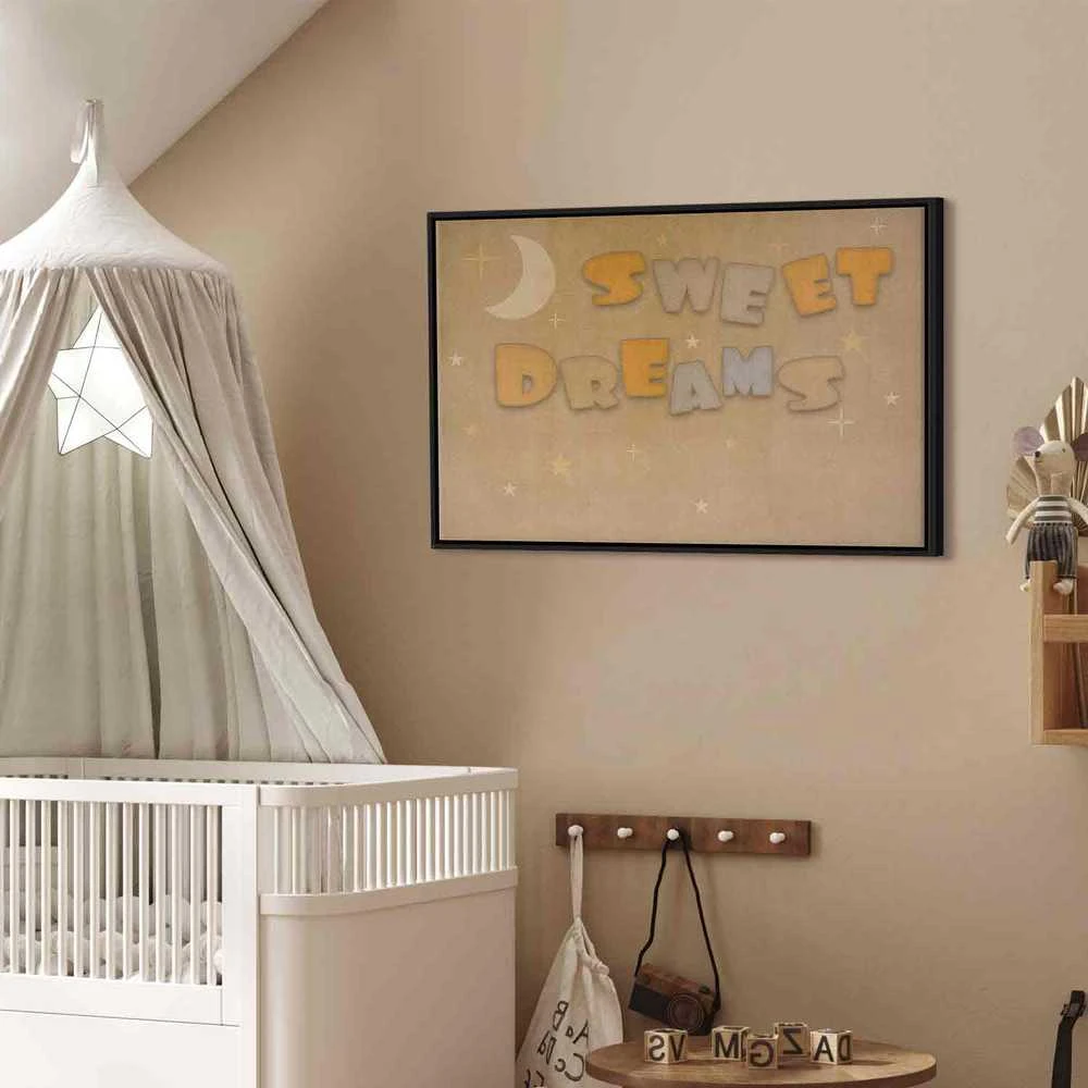 Artgeist Paveikslas - Sweet Dreams - Pastel Inscription Surrounded by the Moon and Stars