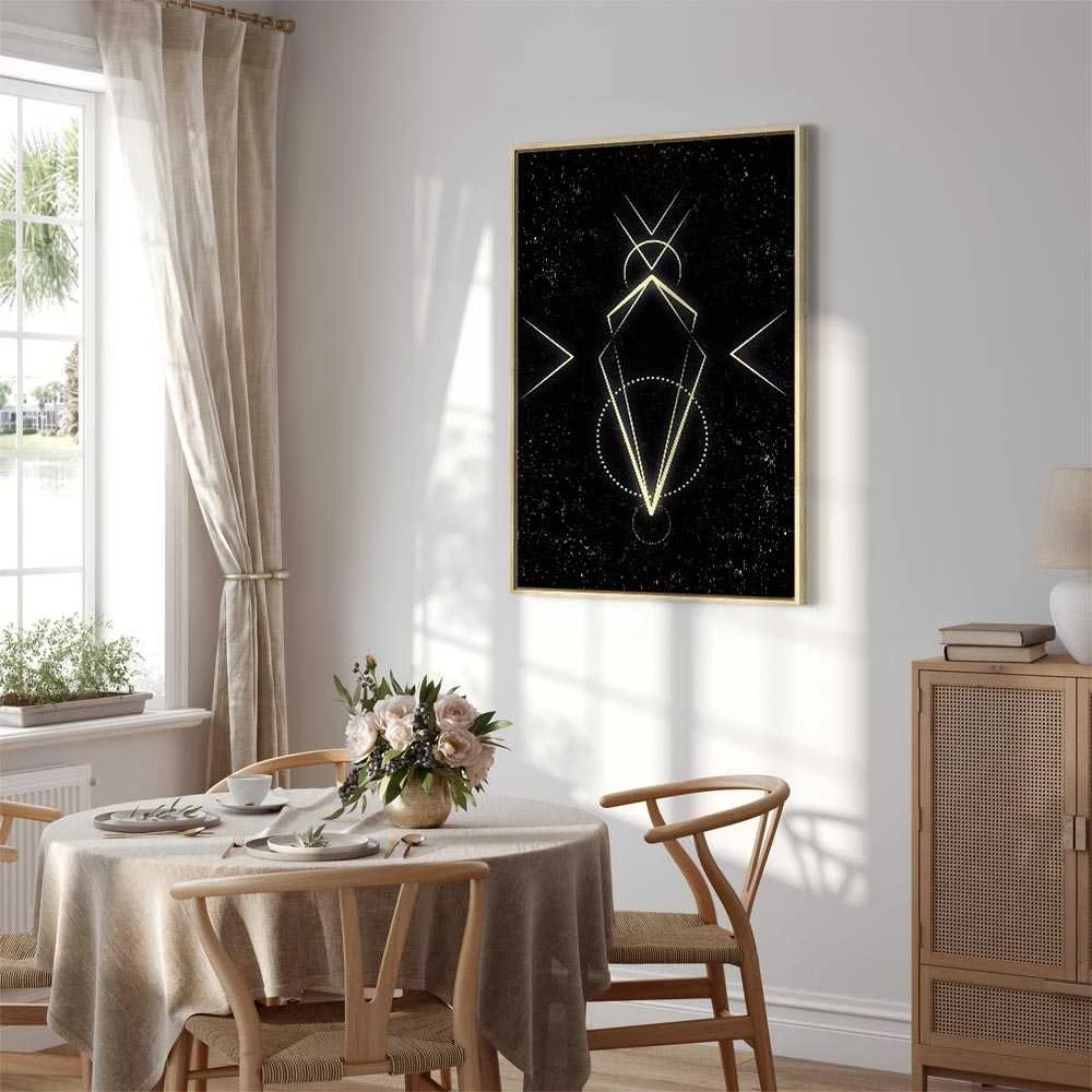 Artgeist Paveikslas - Symmetry of Shapes (1-part) - Graphic Motif in Juodas Shade
