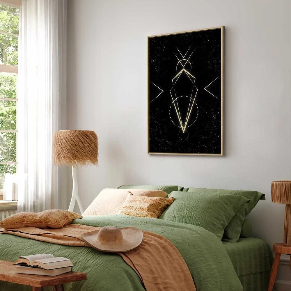 Artgeist Paveikslas - Symmetry of Shapes (1-part) - Graphic Motif in Juodas Shade