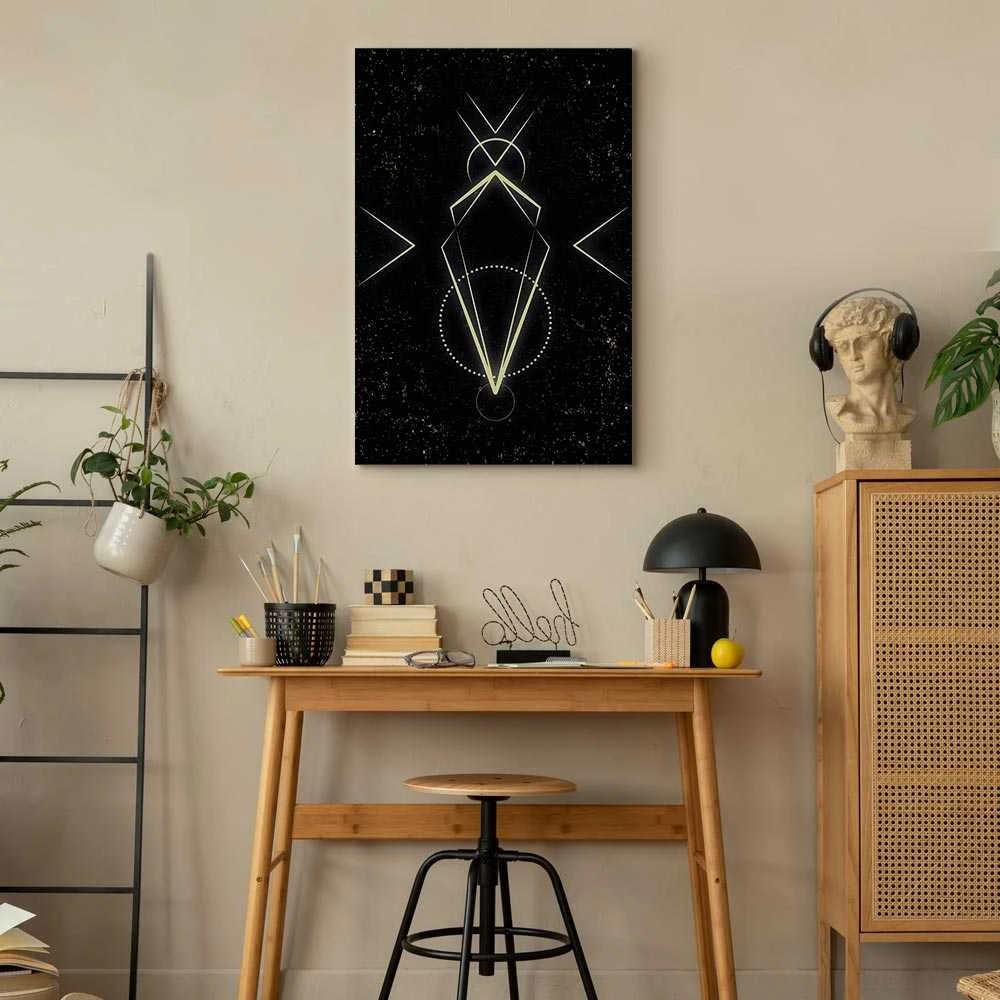 Artgeist Paveikslas - Symmetry of Shapes (1-part) - Graphic Motif in Juodas Shade