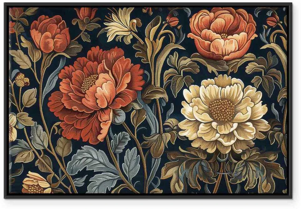 Artgeist Paveikslas - Tapestry Large Flowers Retro Floral Motif in Kilim Style